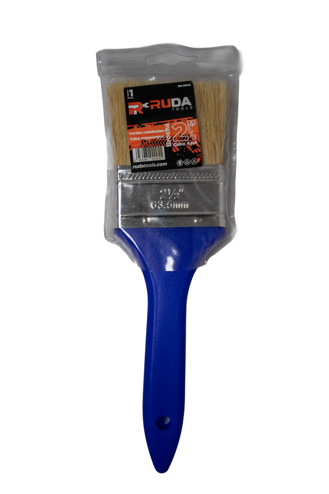 [2956961000055] Brocha 2 1/2" cerda blanca RUDA cabo azul