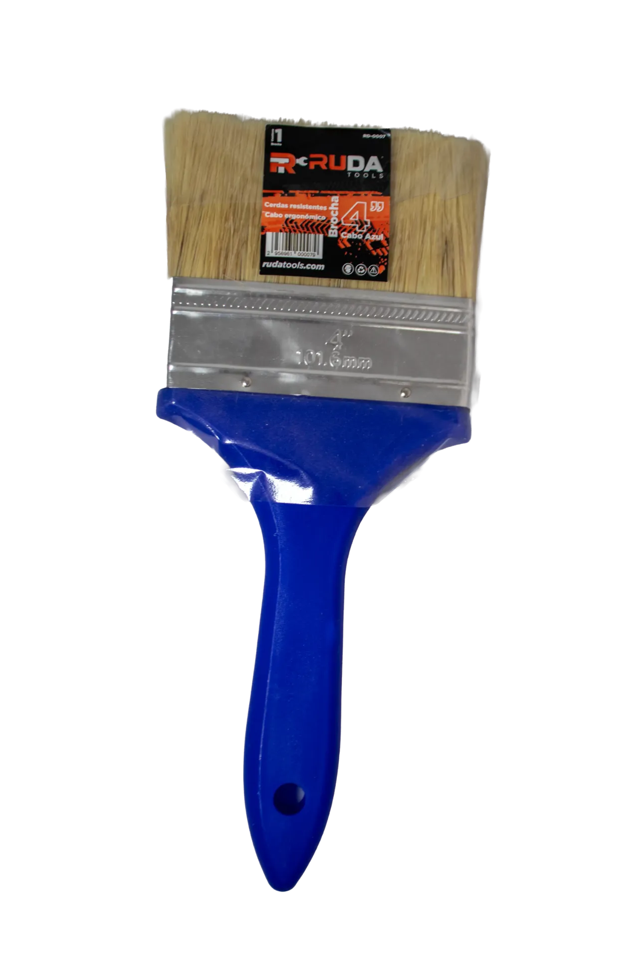 [2956961000079] Brocha 4" cerda blanca RUDA cabo azul