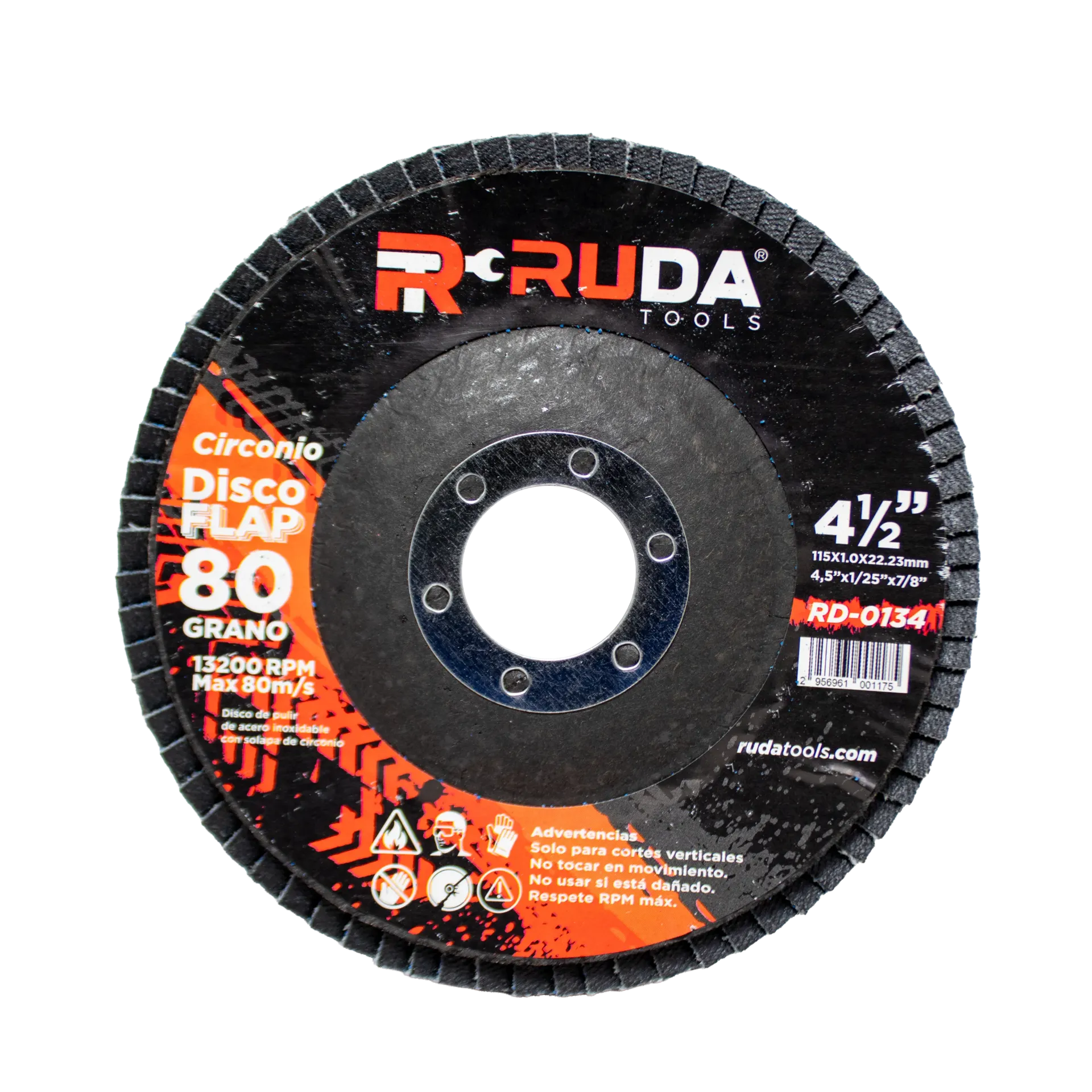 [2956961001175] Disco Flap 4 1/2x7/8 Grano 80 Azul RUDA