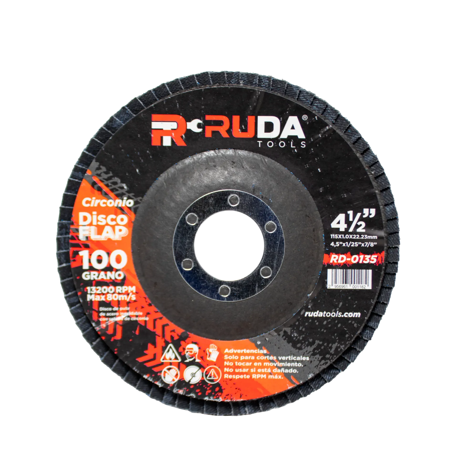 [2956961001182] Disco Flap 4 1/2" x 7/8 Grano 100 RUDA Azul