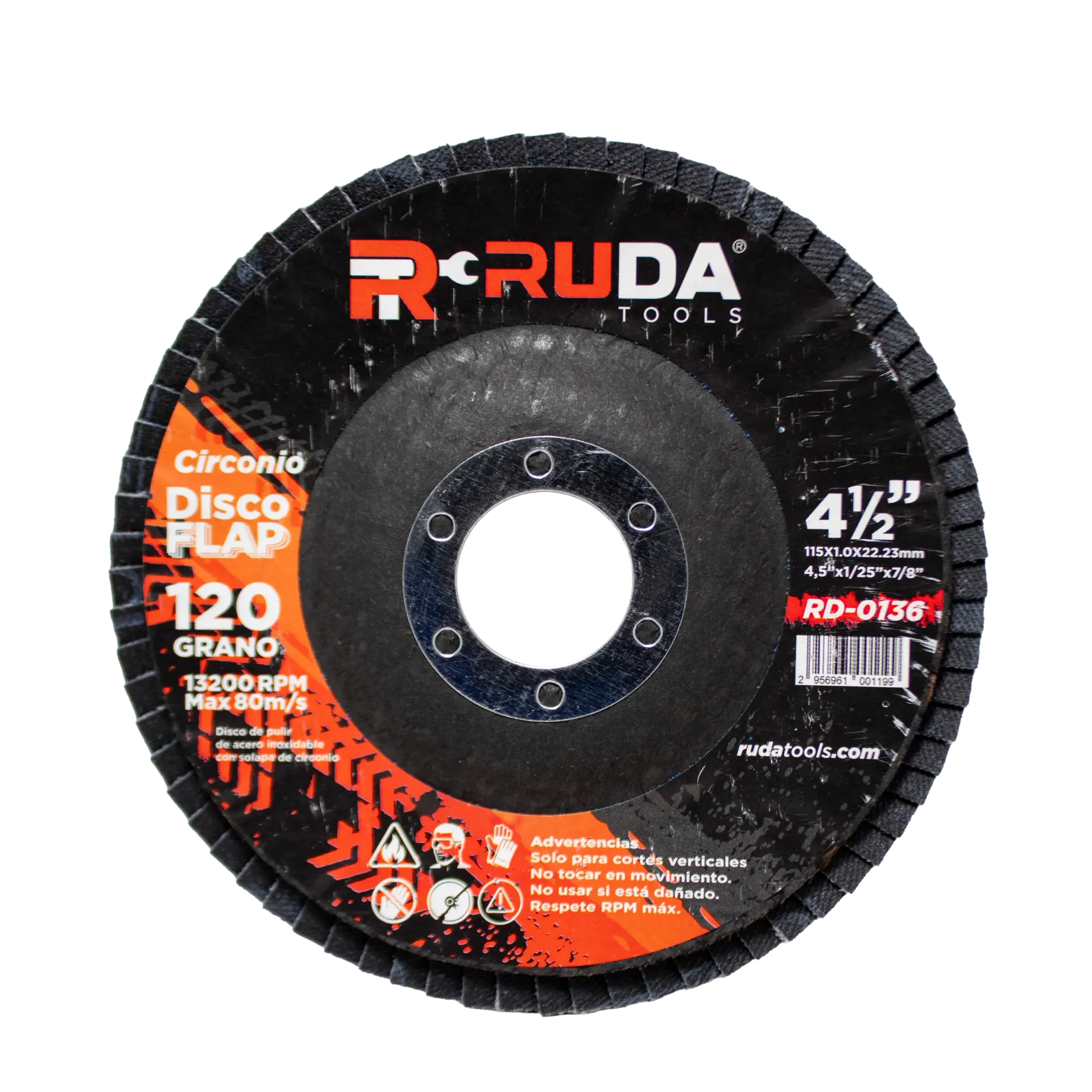 [2956961001199] Disco Flap 4 1/2" x 7/8 Grano 120 RUDA Azul