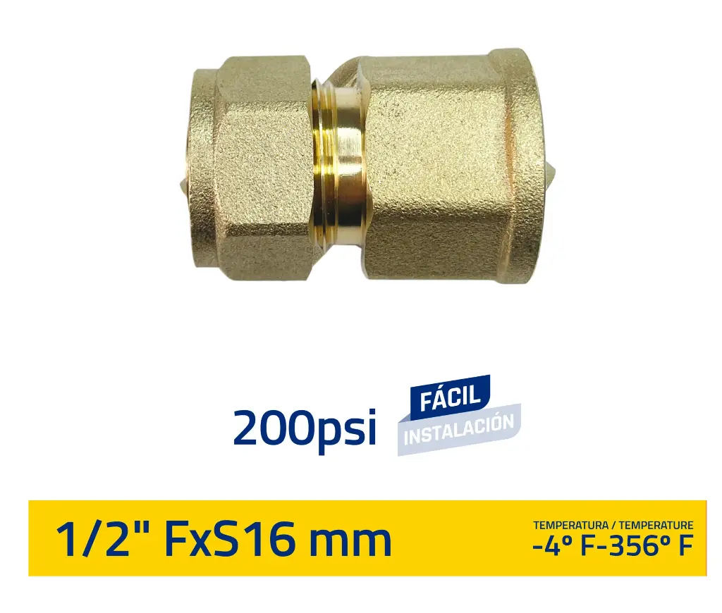 [(GV-G9003)] UNIÓN DE COMPRENSIÓN 1/2'F X S16MM