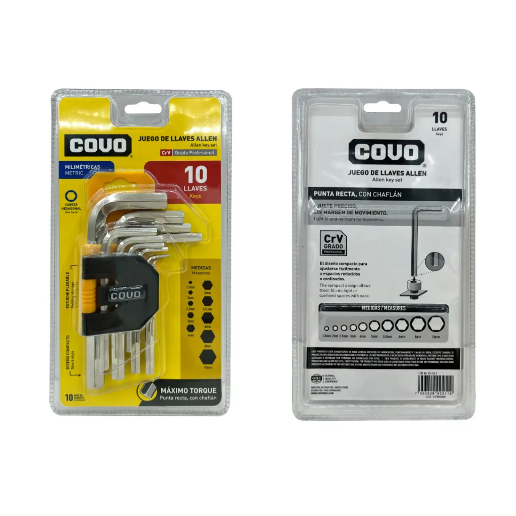 JUEGO X 10 LLAVES BRÍSTOL HEXA BLÍSTER